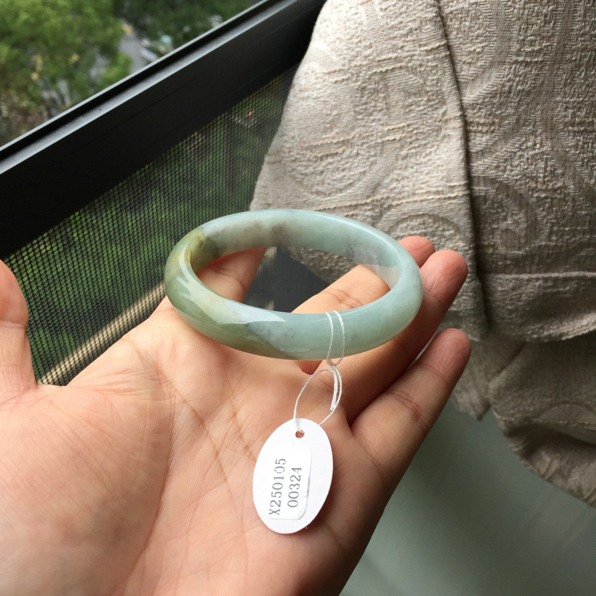 圈口约55.6mm 天然A货缅甸料翡翠正圈手镯 扁条玉石镯子女款配证