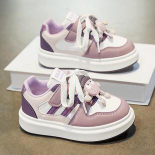 女童鞋子春款2025新款皮面防水儿童运动鞋中大童炸街女孩休闲板鞋