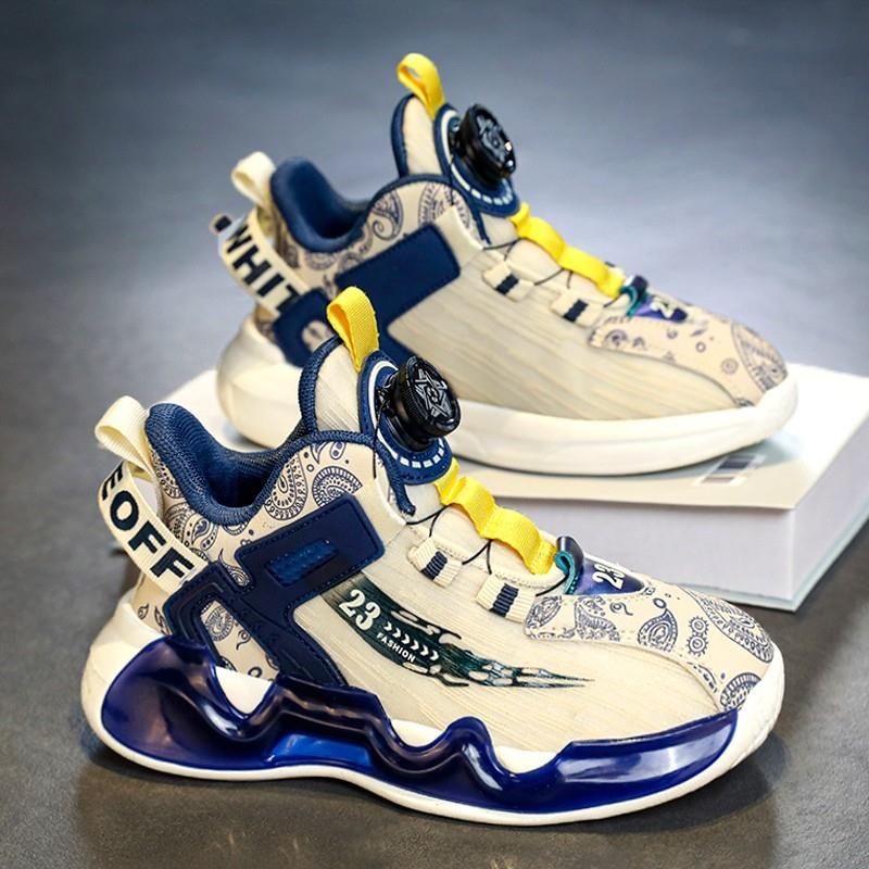 男童鞋春秋款2025新款儿童运动鞋旋转纽扣篮球鞋男孩中大童球鞋潮