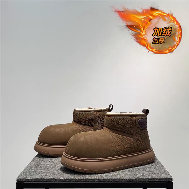 雪地靴男鞋2025冬季新款卡皮巴拉加绒加厚保暖二棉鞋户外抗寒棉靴