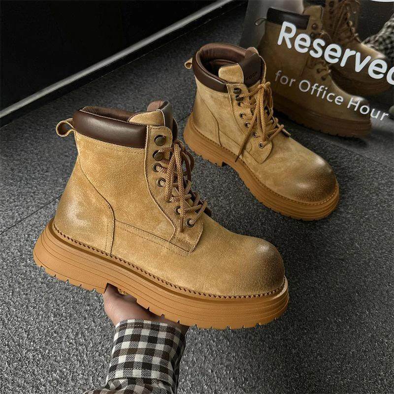 马丁靴男鞋秋冬季潮流覆古英伦风真皮高帮大黄靴户外休闲工装短靴,流行男鞋,马丁靴,淘宝优惠券,粉丝福利购,淘宝优惠卷
