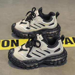 中大童轮胎底男孩耐脏老爹鞋 男童鞋 儿童皮面运动鞋 2025新款 子春款