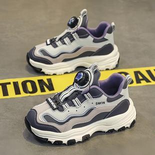 中大童品牌炸街女孩老爹鞋 女童鞋 皮面儿童运动鞋 2025新款 潮 子春款