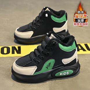 男童棉鞋冬季2024新款加绒加厚儿童运动鞋中大童冬天黑色男孩板鞋