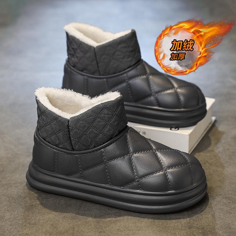 棉鞋男冬季2025新款加绒保暖厚底面包棉靴男款皮毛一体防寒雪地靴