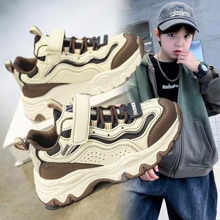 秋季 潮牌男孩老爹鞋 2025新款 中大童秋款 皮面防水儿童运动鞋 男童鞋