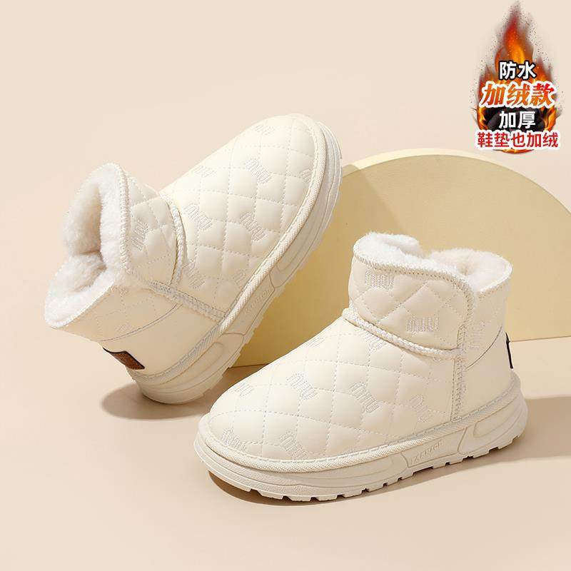 儿童雪地靴2025冬季新款皮毛一体防水女童棉鞋桑坡村女款加厚棉靴