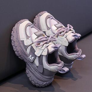 女童鞋子春款2025新款网面透气儿童运动网鞋中大童软底女孩老爹鞋