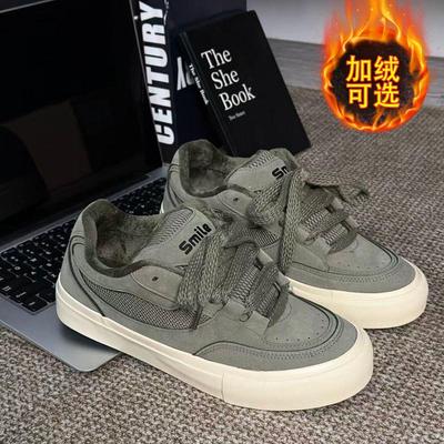 男鞋冬季加绒保暖二棉棉鞋男款学生运动休闲百搭帆布板鞋2025新款