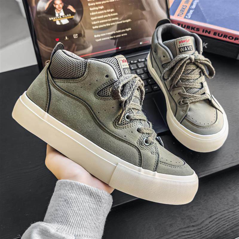 高帮板鞋男2025新款秋冬季小众百搭厚底增高潮鞋青少年休闲运动鞋,流行男鞋,高帮鞋,淘宝优惠券,粉丝福利购,淘宝优惠卷