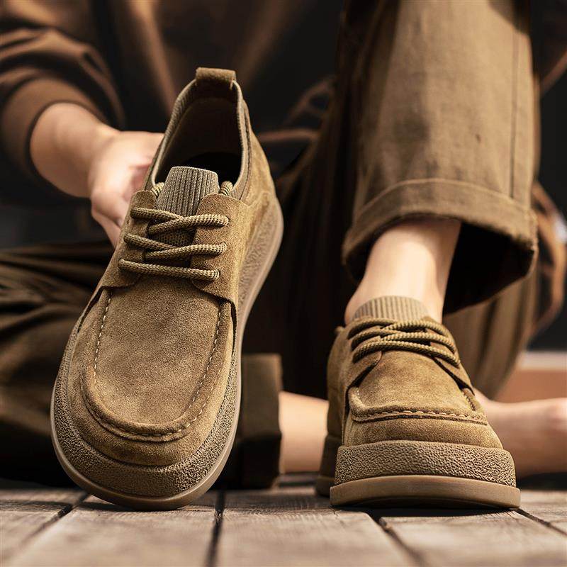 乐福鞋男秋冬季潮流翻毛皮覆古休闲男鞋2025新款软底百搭豆豆皮鞋,流行男鞋,乐福鞋（豆豆鞋）,淘宝优惠券,粉丝福利购,淘宝优惠卷