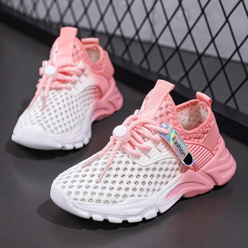 女童鞋子夏款2025新款网面透气儿童运动鞋中大童一脚蹬女孩单网鞋