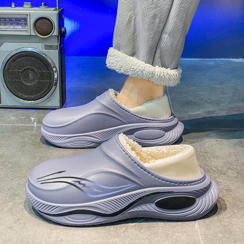 棉拖鞋男冬季外穿防水防滑包跟毛拖男生2025新款加绒保暖东北棉鞋,流行男鞋,包头拖,淘宝优惠券,粉丝福利购,淘宝优惠卷