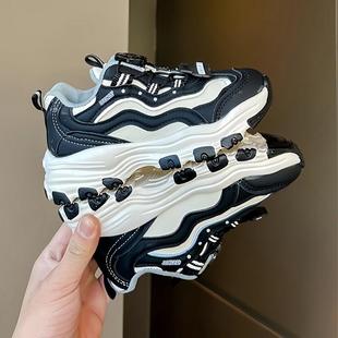 春季 百搭女孩老爹鞋 2025新款 中大童时尚 儿童皮面防水运动鞋 女童鞋