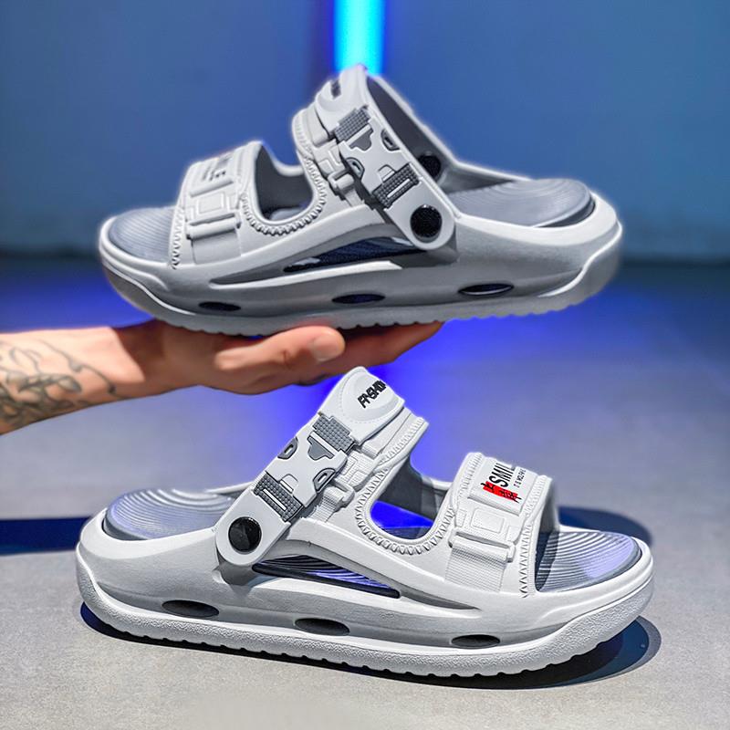 凉鞋男夏季外穿防滑厚底踩屎感户外沙滩拖鞋男士两穿篮球运动凉拖