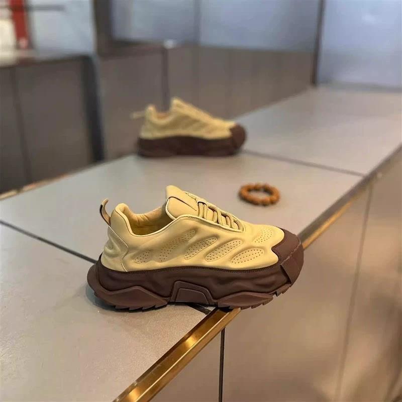 男鞋2025新款夏季透气休闲跑步运动鞋青少年厚底增高运动老爹潮鞋