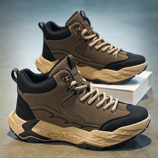 户外登山皮面马丁老爹鞋 覆古百搭厚底休闲运动潮鞋 秋冬季 高帮男鞋