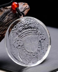 尺寸40.40.9mm纯天然白水晶扎基拉姆吊坠，晶体干净，精致雕刻