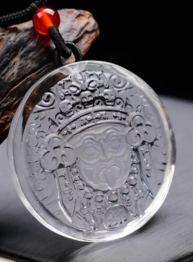 尺寸40.40.9mm纯天然白水晶扎基拉姆吊坠，晶体干净，精致雕刻