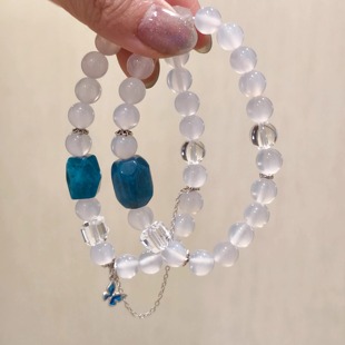 情侣手链|天然925纯银白玛瑙单圈手串喜金闺蜜情人节礼物男女