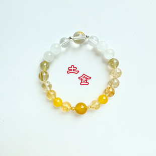 喜土金合集|天然水晶新中式国潮水木火土金手串金发晶黄水晶手链