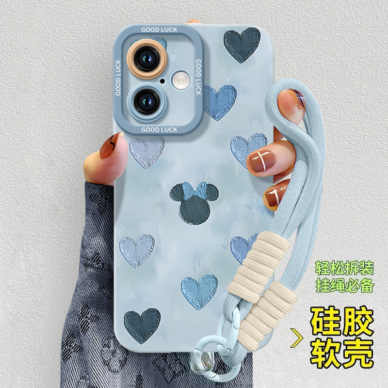 爱心米妮适用苹果16手机壳iPhone16的15pro套14promax新款iPhone15pro潮pm硅胶14pro防摔13全包ip女12软壳11