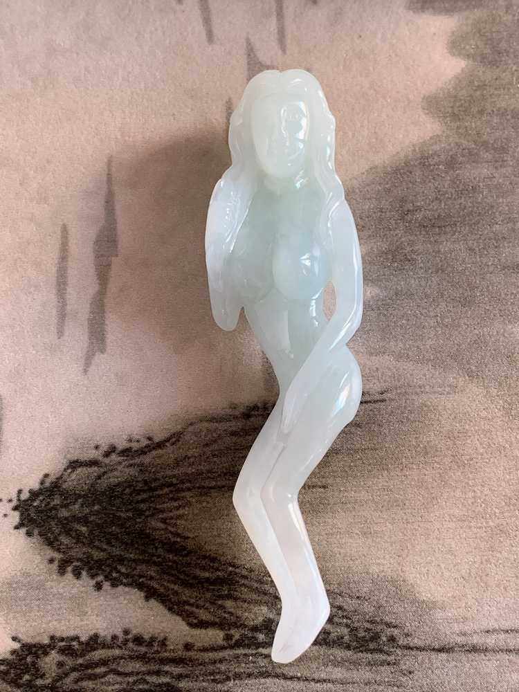 缅甸天然翡翠A货玉女吊坠挂件