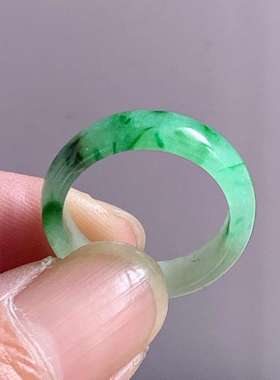 翠都翡翠珠宝缅甸天然A货玉石送证书花青阳绿戒指环100126