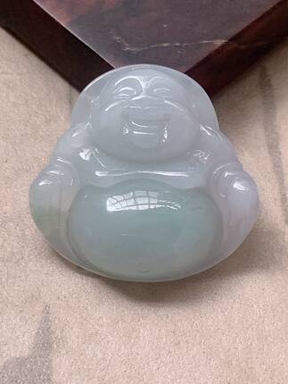 【翠都翡翠珠宝】天然翡翠A货挂坠小吊坠项坠淡春彩佛公160315