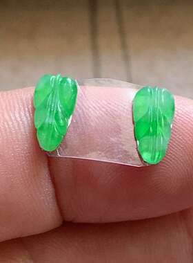 翠都翡翠珠宝缅甸天然A货玉石裸石镶嵌面冰种阳绿叶子300607