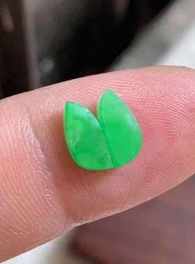 翠都翡翠珠宝天然翡翠A货裸石镶嵌面冰种阳绿平面随形一套100994