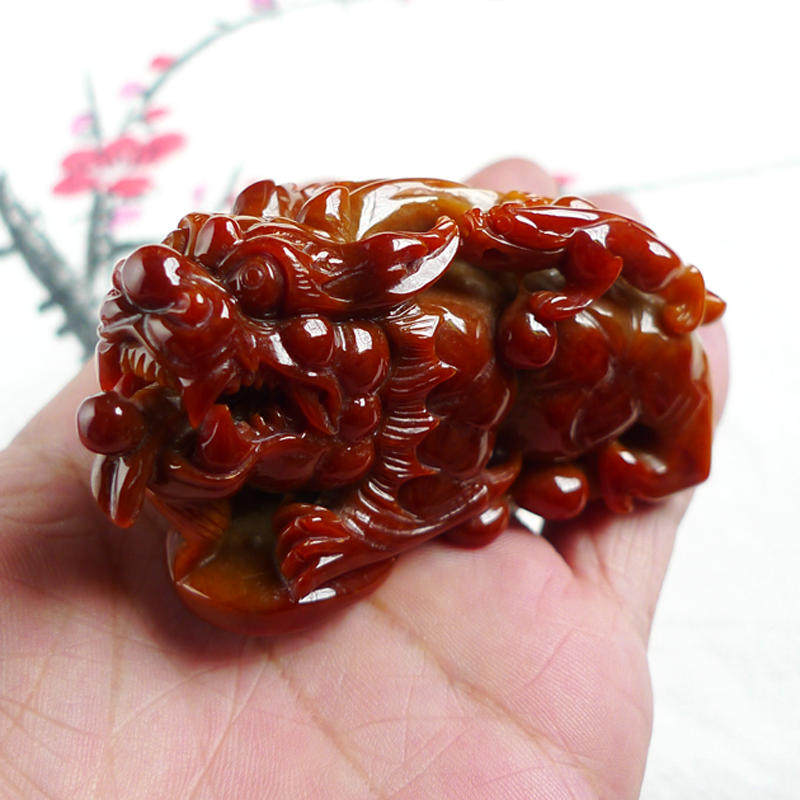 翠都翡翠珠宝缅甸A货男女款玉挂件红翡貔貅手玩把件摆件200260