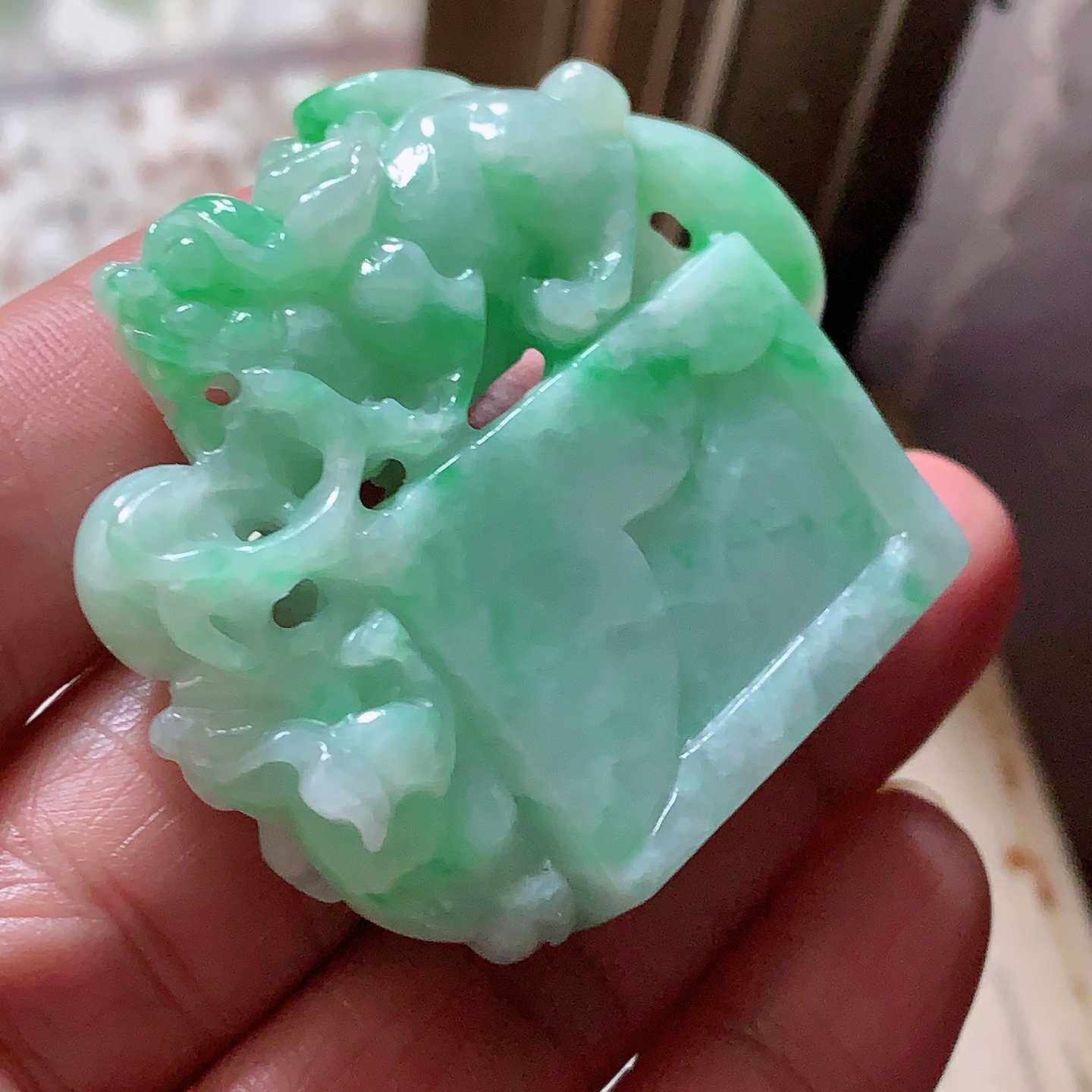 翠都翡翠珠宝缅甸天然A货玉石手玩把件小摆件貔貅印章摆件300020