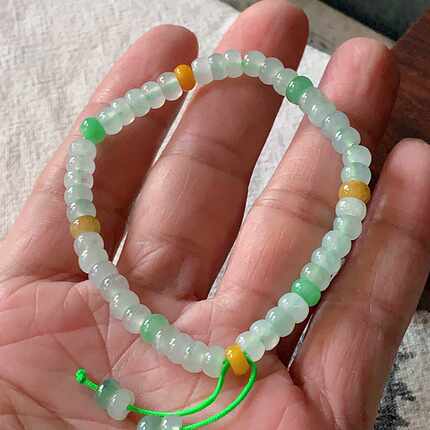 翠都翡翠珠宝缅甸天然A货玉石男女款冰种三彩手链800150
