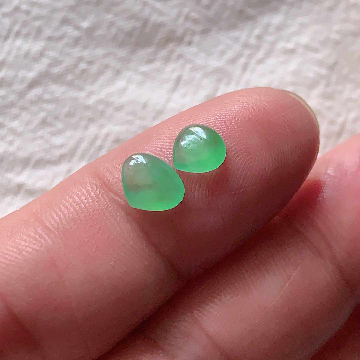 天然翡翠A货玉石裸石戒面镶嵌面送证书满绿心形一套900593