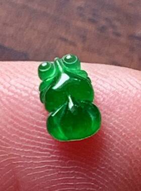 天然翡翠A货玉石裸石镶嵌面送证书冰种满绿金鱼200626