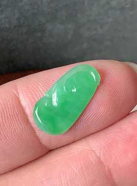 缅甸天然翡翠A货玉石裸石镶嵌面送证书冰种阳绿如意300019