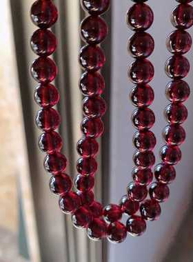 翠都翡翠珠宝新品酒红石榴石珠串手链项链600493
