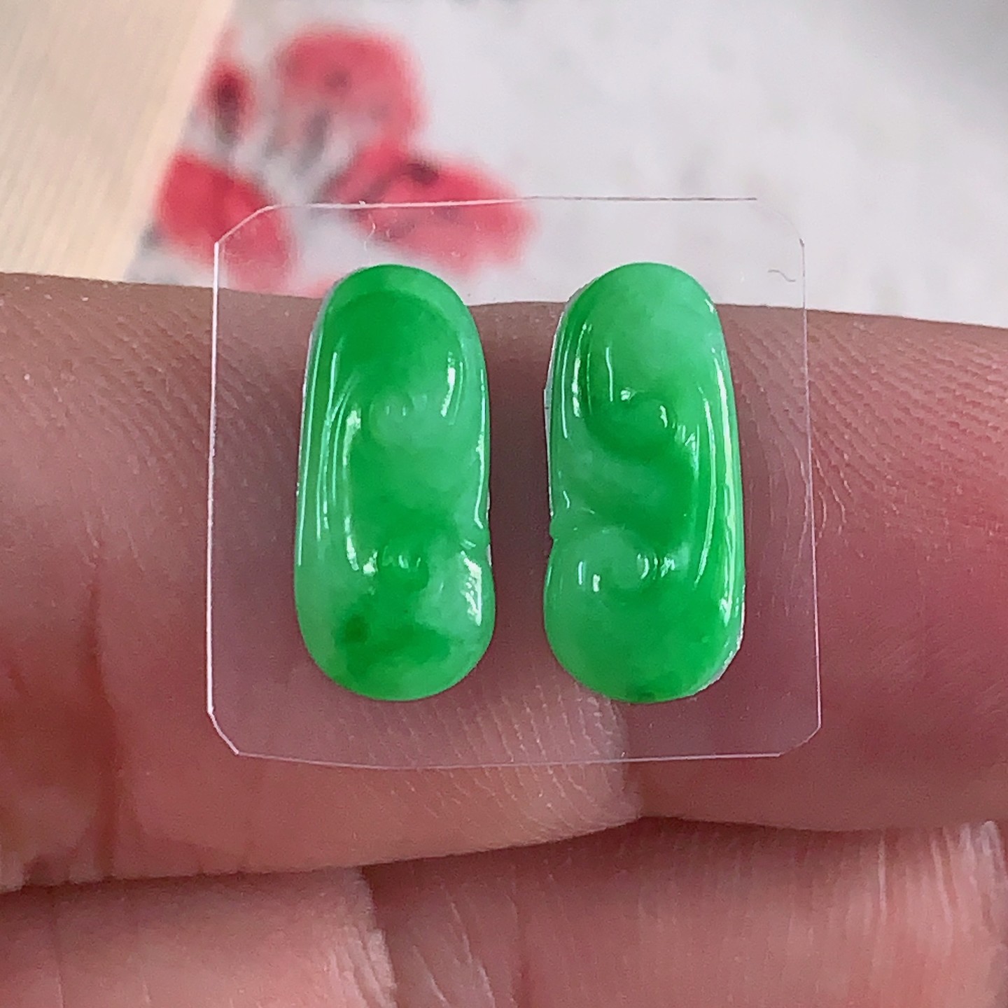 天然翡翠A货玉石裸石戒面套装镶嵌面送证书阳绿如意100088