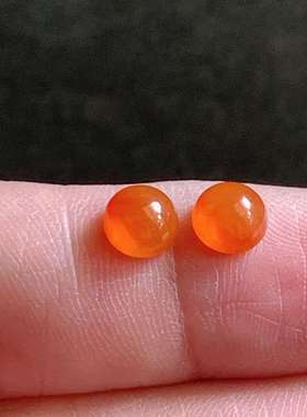 翠都翡翠珠宝A货玉石裸石镶嵌戒面送证书冰种红翡蛋面一对200765