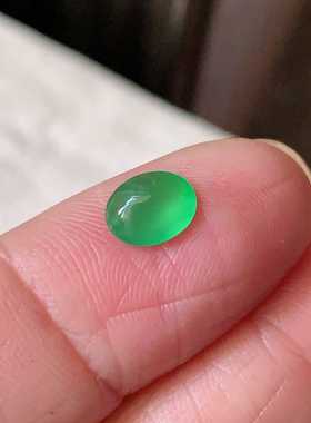 翠都翡翠珠宝天然A货裸石镶嵌戒面送证书玻璃种阳绿蛋面200005