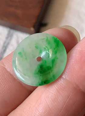 翠都翡翠珠宝天然翡翠A货玉佩挂坠小吊坠项坠飘阳绿平安扣800187