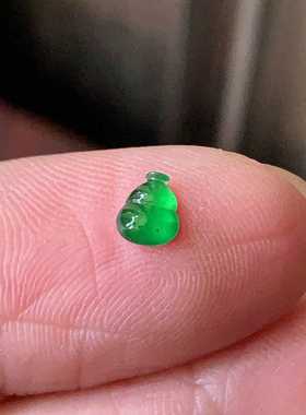 缅甸天然翡翠A货玉石裸石镶嵌面送证书冰种辣绿葫芦戒面100269