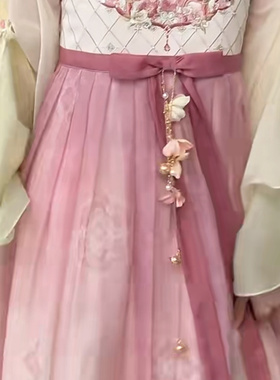 绢花禁步压襟古风汉服日常百搭超仙装饰仿真花铃铛长流苏吊坠饰品