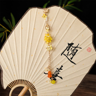 琉璃桂花流苏吊坠中式旗袍压襟挂饰月桂玉兔精致简约古风日常胸针
