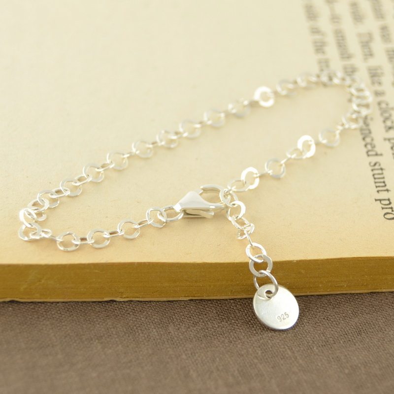 S925纯银圆片圆环手链 粗3.5mm 简约欧美风手饰  小福女手工原创