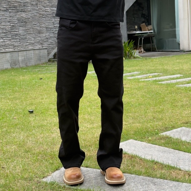 藏族衣哥TBTM自制秋冬不粘毛直筒微阔腿男士黑色裤子休闲裤牛仔裤