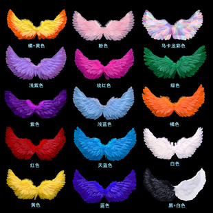 儿童成人天使白色羽毛翅膀背饰礼物派对表演节日走秀拍照花童装 扮