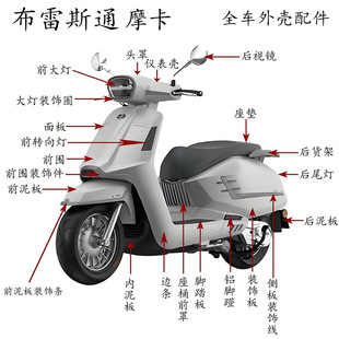 布雷斯通摩卡150c水冷欧系复古踏板摩托车机车外壳配件前围前泥板