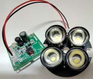 监控鹅蛋白光四灯灯板 全彩白光补光 无镜头LED4颗夜视探照辅助灯